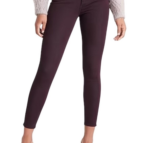Express Women's Mid Rise Burgundy Skinny Jeans, Excellent Condition- Size 0R - Picture 1 of 4